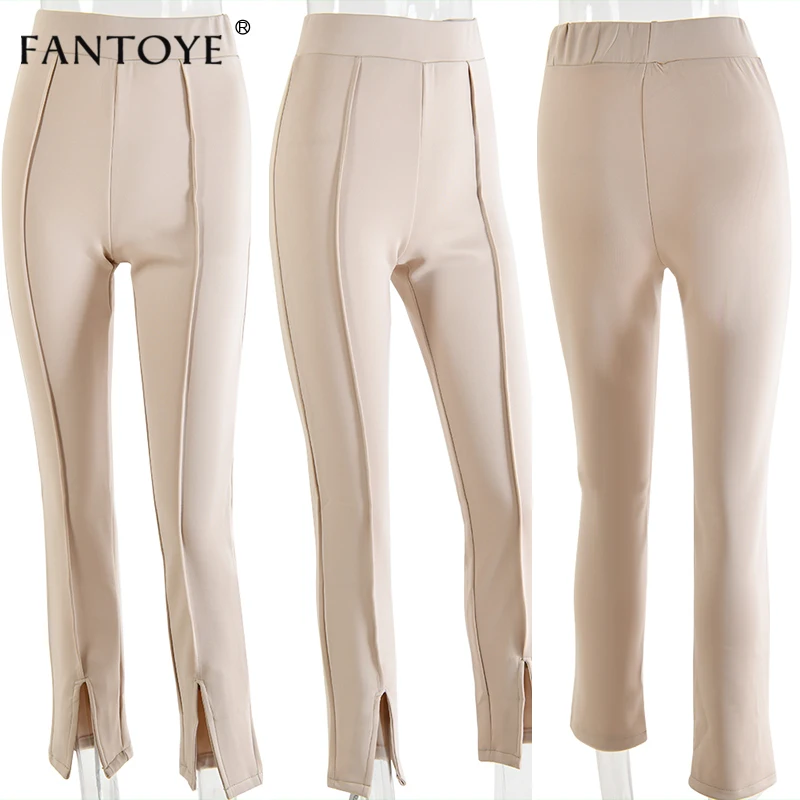 Fantoye повседневные эластичные женские брюки с высокой талией летние однотонные брюки размера плюс уличные офисные женские брюки-карандаш 2XL
