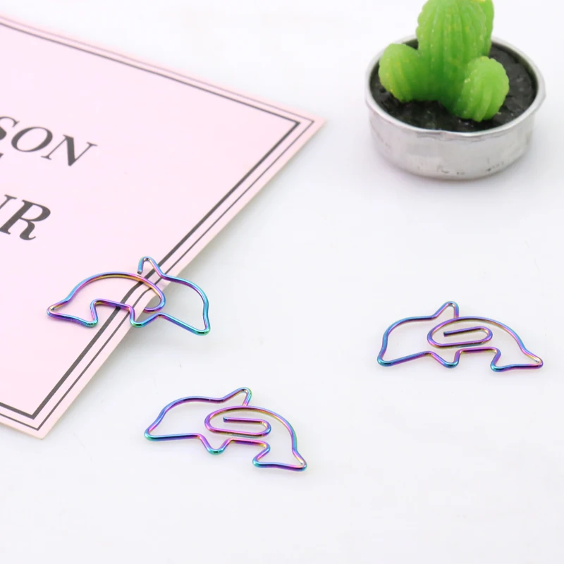

Colorful creative clip clip cute dolphin ins wind electroplating office stationery bookmarks