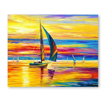 

Painting By Number DIY Dropshipping 40x50 50x65cm A colorful beach Scenery Canvas Room Decoration Art picture Present
