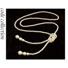 Collar largo clásico Vintage de perlas con borlas de cristal de alta calidad para mujer chica suéter cadena accesorios de boda novia regalo