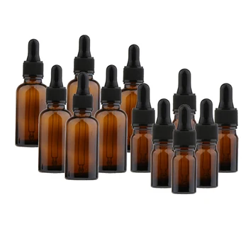 

12-Counted High Quality Glass Eye Dropper Bottles Essential Oil Perfume Pipette Vials 10ml and 30ml - Brown Color