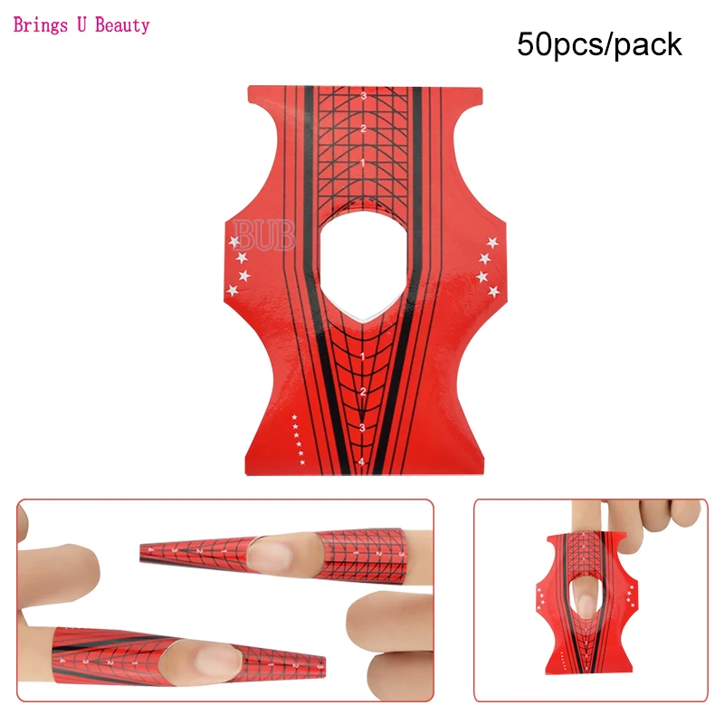 

50pcs/Roll Rhombus & Stiletto Tips UV Gel Acrylic Nails Extension Forms for Professional Nail Art FormaturaTool Self Adhesive