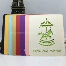 Полый 50 шт 12*12 см лазерная резка вращающийся Троян счастливая открытка на день рождения поздравительные открытки пустая бумага на заказ 6Z-SH264-50