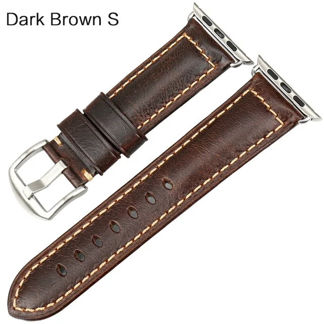 Vintage Bracelet Cow Leather Band For Apple Watch 45mm 44mm 40mm 42mm 41mm Series 7 6 SE 5 4 3 For iWatch Apple Watch Strap Dark Brown S