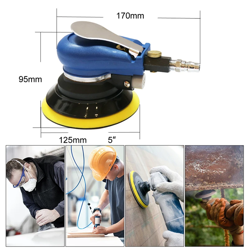 5 дюймов пневматическая полировальная машина, полировальные машины, пневматическая шлифовальная машина, воздушный эксцентриковый орбитальный шлифовальный инструмент