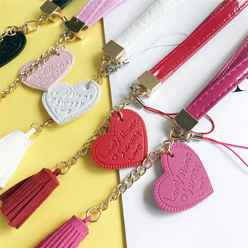 DoreenBeads брелок из искусственной кожи и в виде сердца красный черный розовый цвета