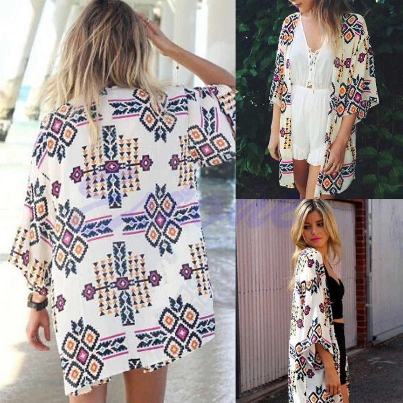 

Free shipping Free Shipping Sexy Women Chiffon Geometry Loose Shawl Kimono Stylish Boho Coat Jacket