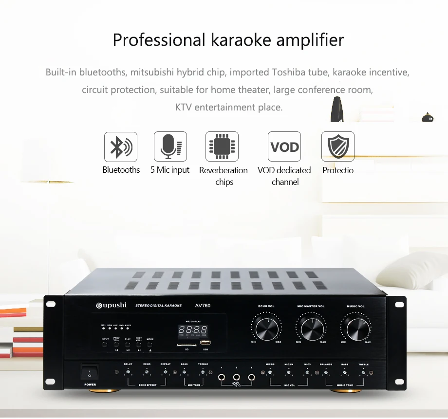 Flash Deal Oupushi Home Theater System 250W AV Karaoke Amplifier 8 Ohm Digital Stereo Echo Ceiling Speaker 30W Coaxial Wall Speaker 8