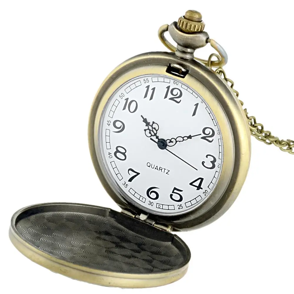 Винтажные бронзовые, в стиле стимпанк Дракон кварцевые карманные часы классический ожерелье унисекс Подвеска подарок