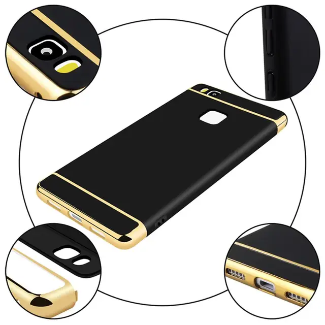 Case For Huawei P 9 P9 Lite 360 Degree Protection Phone Bag Case PC Luxury 3 in 1 Gold Brand Matte Hard Cover For Huawei P9 Plus