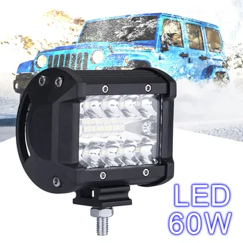 

4 Inch 60W 6000K White LED Work Light Bar Waterproof Three Rows Offroad Car LED Worklight for Off Road Truck Motorcycle ATV Boat