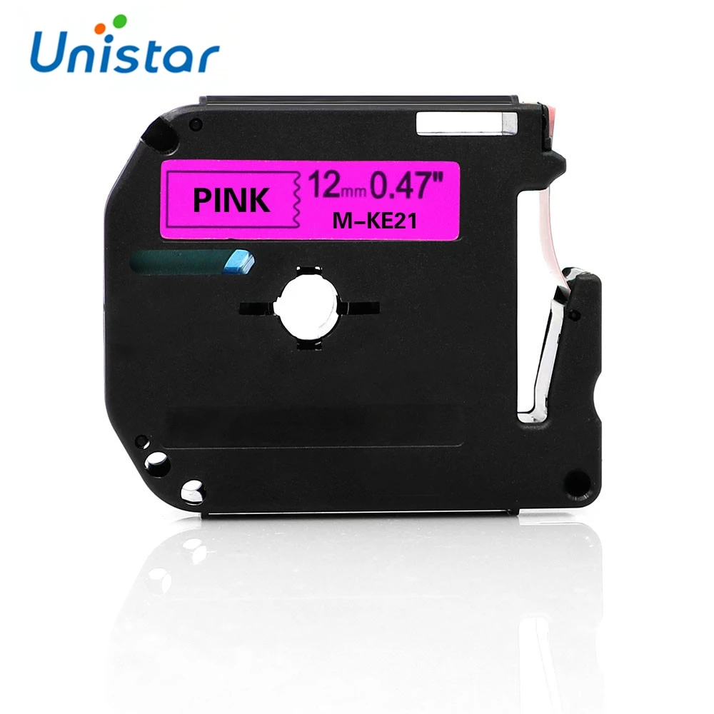 Unistar совместимый для Brother M серии Картридж Ленты для маркировки M-KE21 12 мм x 8 м 1/" x 26,2 футов черный на розовые ленты m лента E21