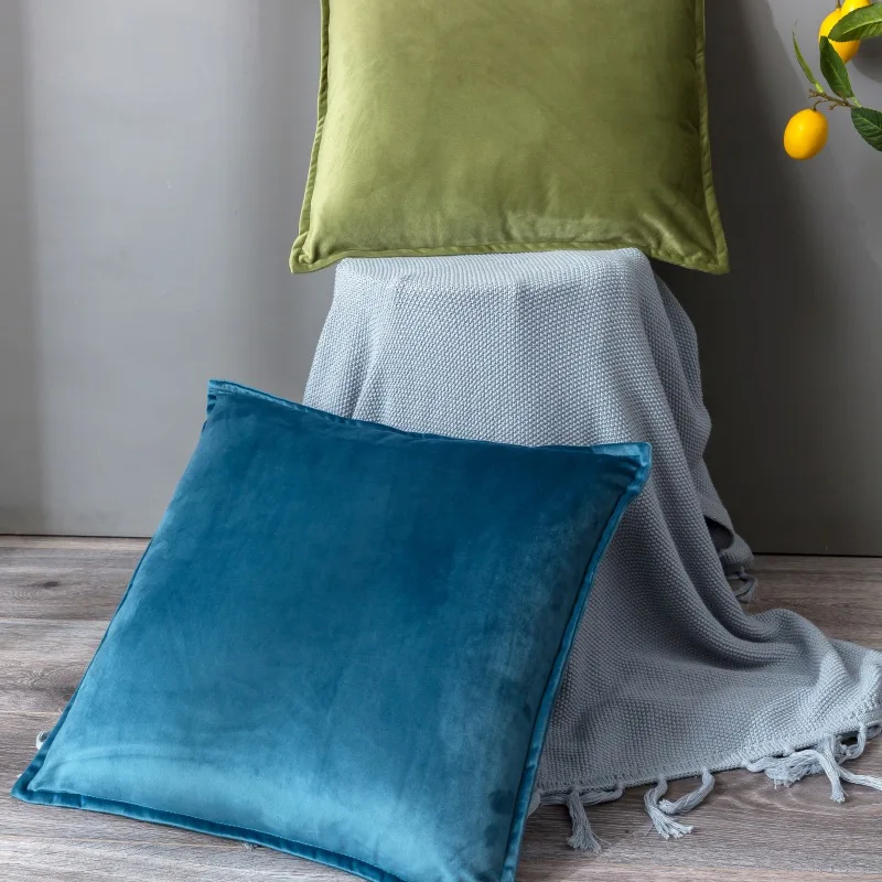 

Zippered Solid Velvet Throw Pillow Case Cushion Cover Decorative Pillowcase For Sofa Bedroom Car