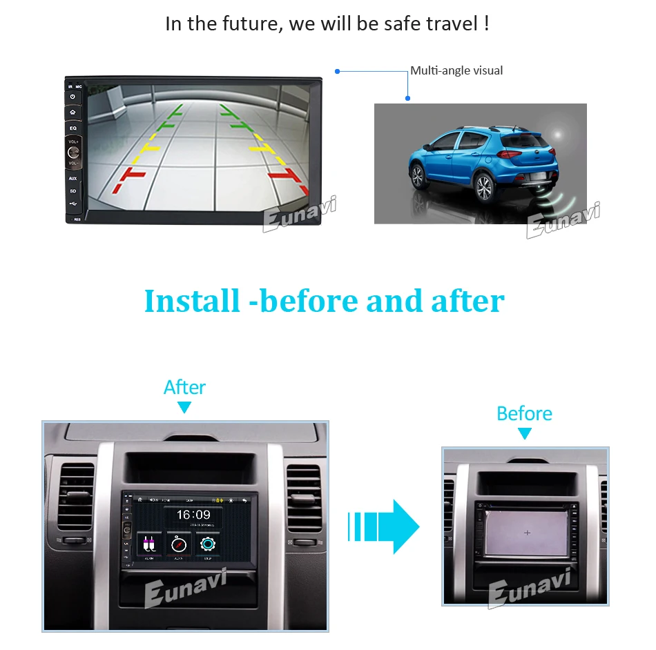 Perfect Eunavi 2 DIN Car radio / GPS / MP3 / mp5 / usb / sd / player Bluetooth Handsfree Rearview after Touch screen hd system Radio BT 17 Perfect Eunavi 2 DIN Car radio / GPS / MP3 / mp5 / usb / sd / player Bluetooth Handsfree Rearview after Touch screen hd system Radio BT 17