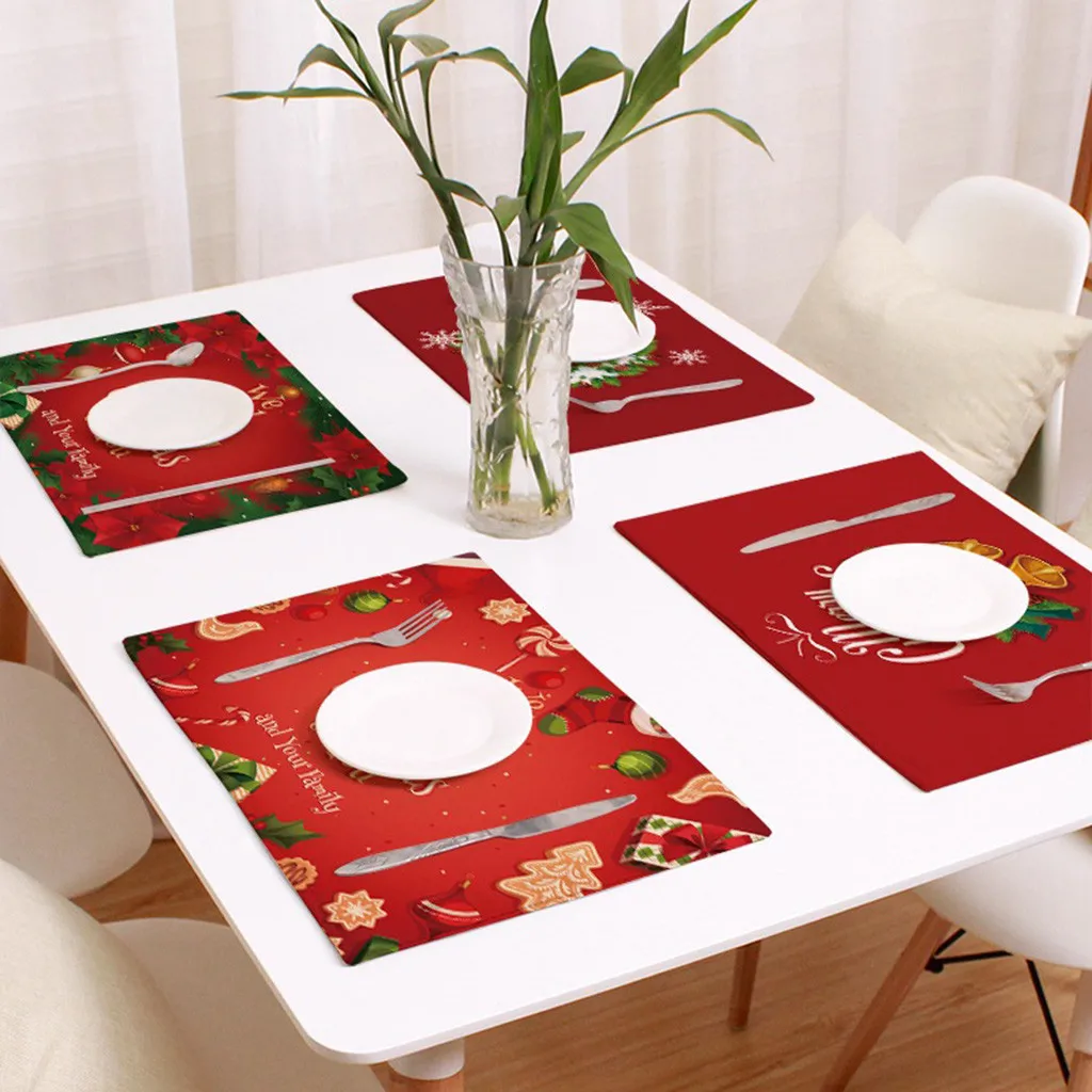 Christmas Ddecorations For Dining Tableware Desktop Pink Table Mat