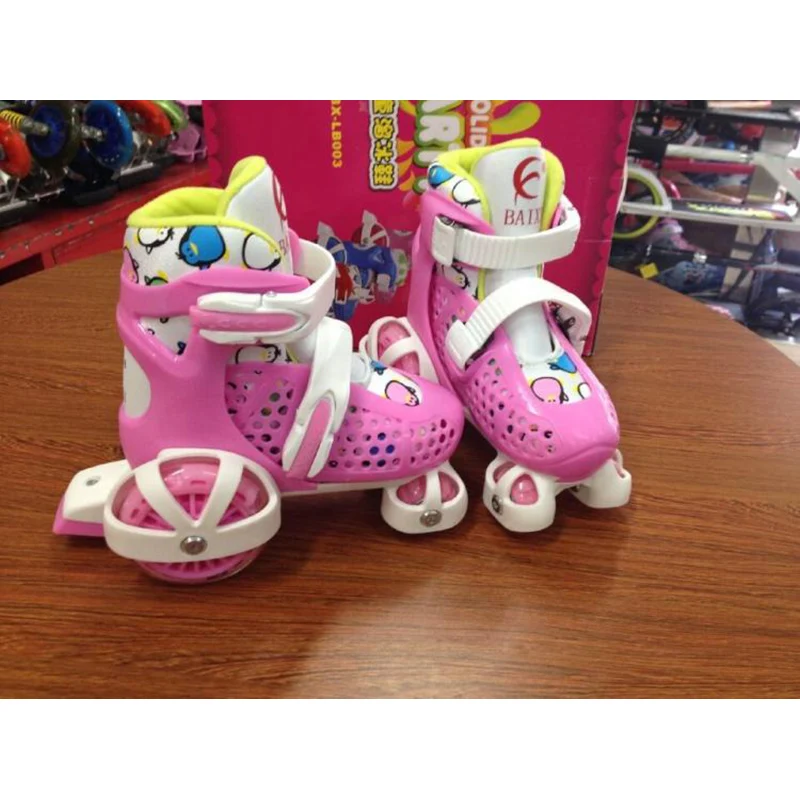 الجديدين خط زلاجات دوارة أحذية للطفل المبتدئين صف مزدوج بكرات التزلج للجنسين قابل للتعديل سهلة كبيرة صغيرة أربعة عجلات IB39