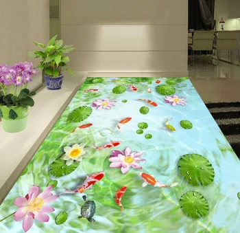 

Self-adhesive Large Custom Kitchen Bathroom Flooring wallpaper waterpoof 3D Flooring Aisle Corridor Dolphin wallpaper