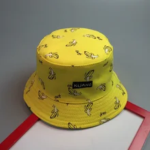 Модная женская шапка картофель фри, банан с принтом, двусторонняя Панама, Женская защита от солнца на пляже, шляпа-ведро, Повседневные шапки, SSA-19I