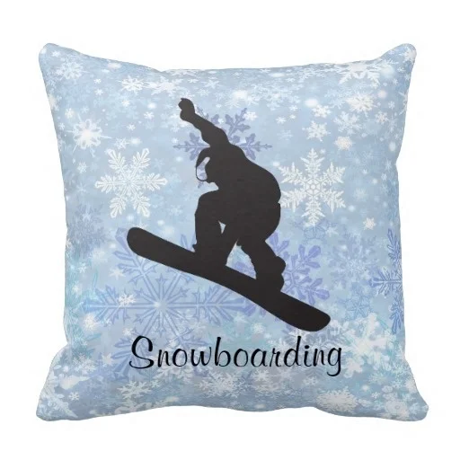 Beds Pillow Cases Snowflakes Snowboarding Design Throw Pillow Case