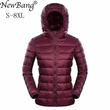 Бренд NewBang, женские пуховики s, ультра легкий пуховик, женский, 5XL, 6XL, 7XL, плюс, перо, зимний, тонкий, теплый, ветровка, пальто