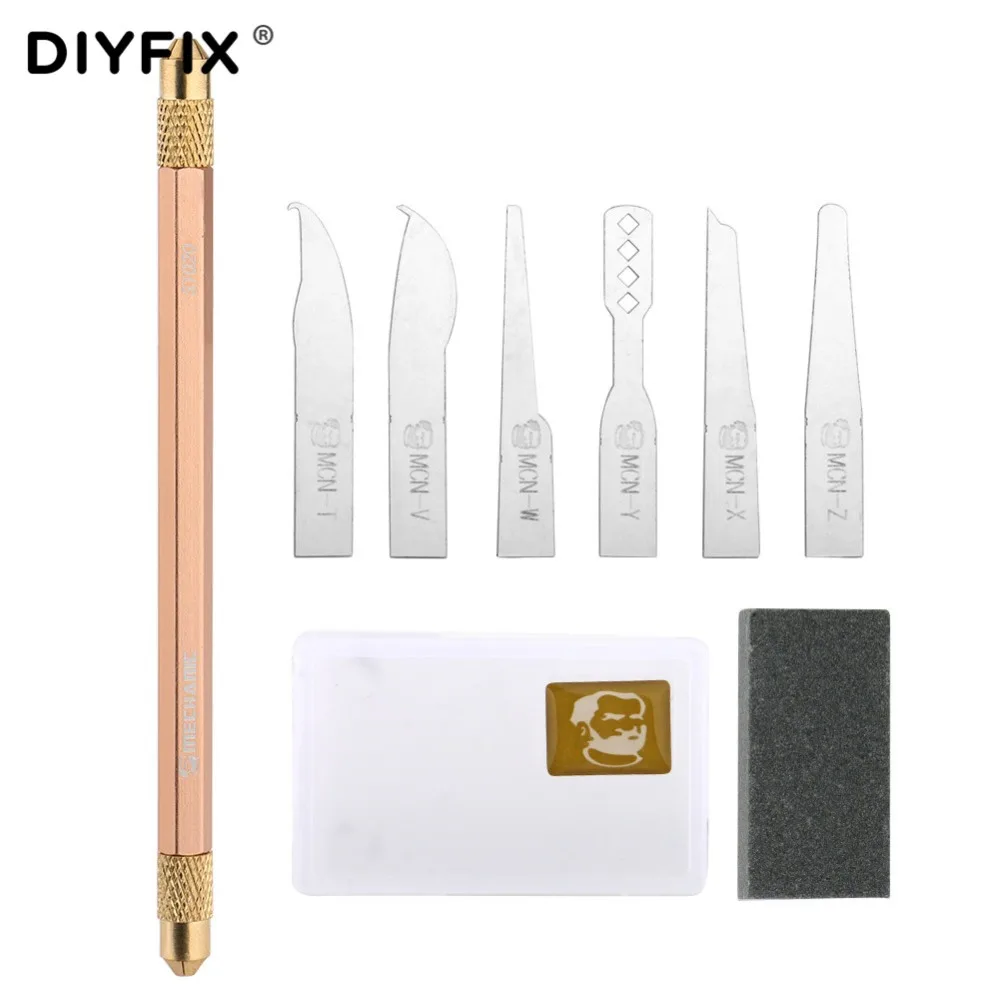 

DIYFIX 8 in 1 S1020 BGA Repair Blade Knives Set Motherboard Separation Tools for iPhone 8 X A10 A11 CPU Processor Glue Remover