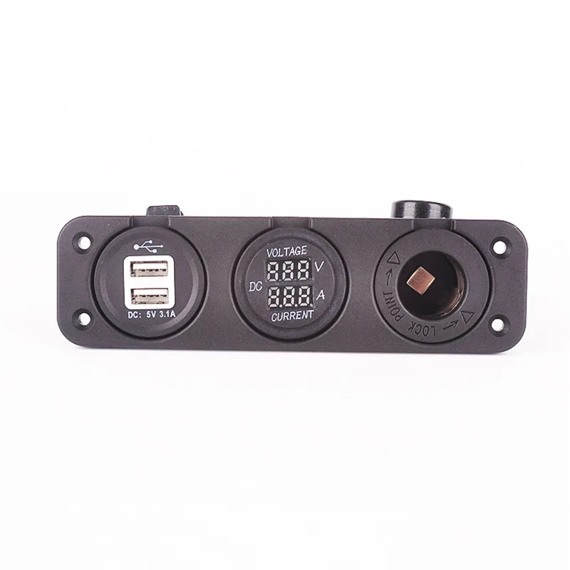 car USB power socket DC voltage curent meter Power adapter socket