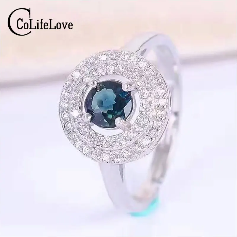 Vintage silver sapphire ring 5mm natural sapphire gemstone silver ring solid 925 silver sapphire ring romantic jewelry for woman - Image 2