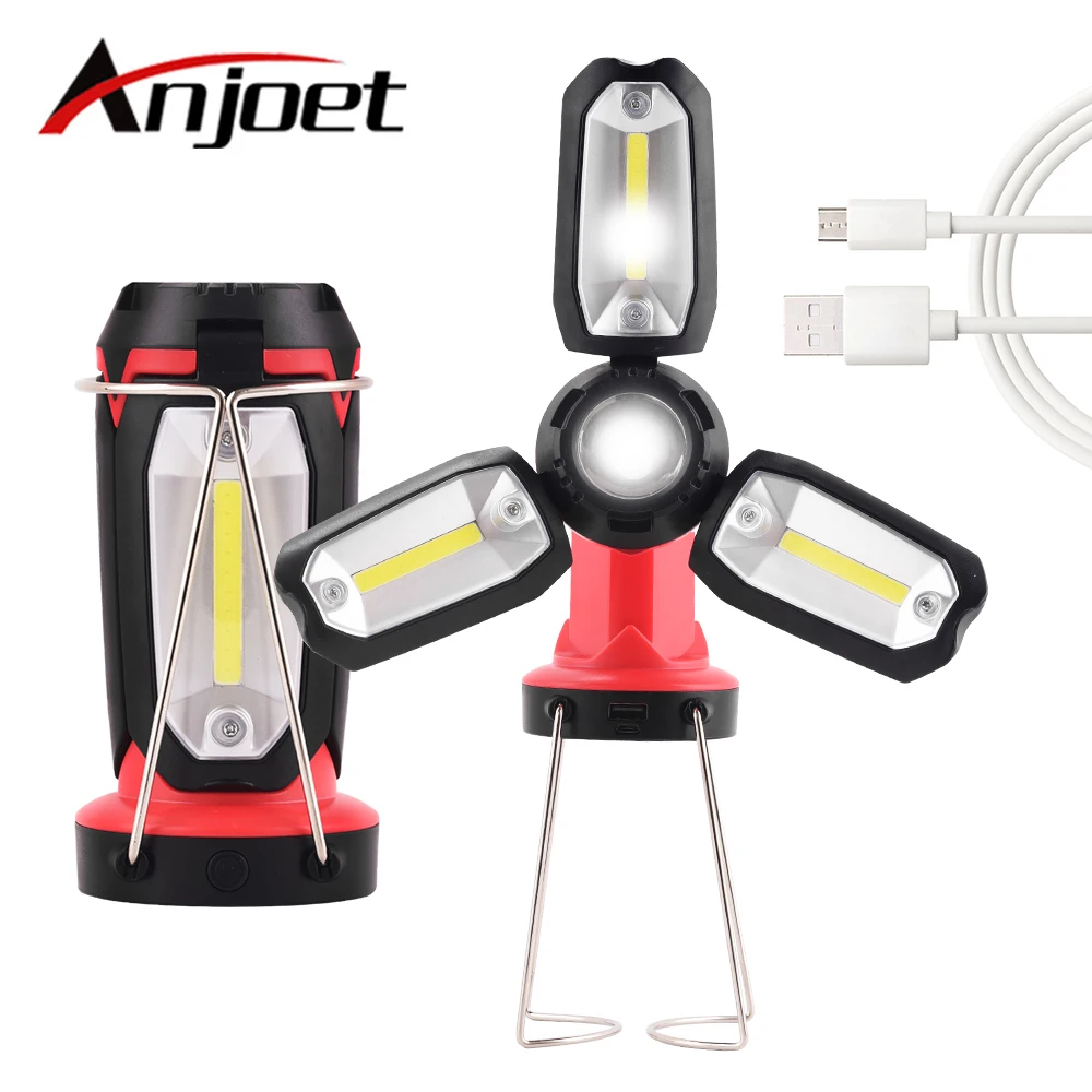 Anjoet многофункциональная перезаряжаемая Рабочая лампа светодиодный фонарь для кемпинга 6-режимы деформируемого Красивое Освещение с USB