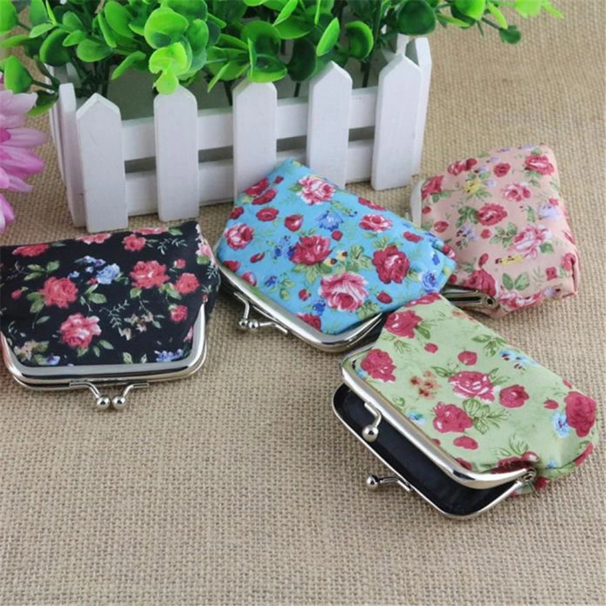 Mujer señora Retro Vintage flor pequeña cartera bolso de embrague bolso portátil moneda monedero moda nueva marca mujer monedero|Monederos| - AliExpress