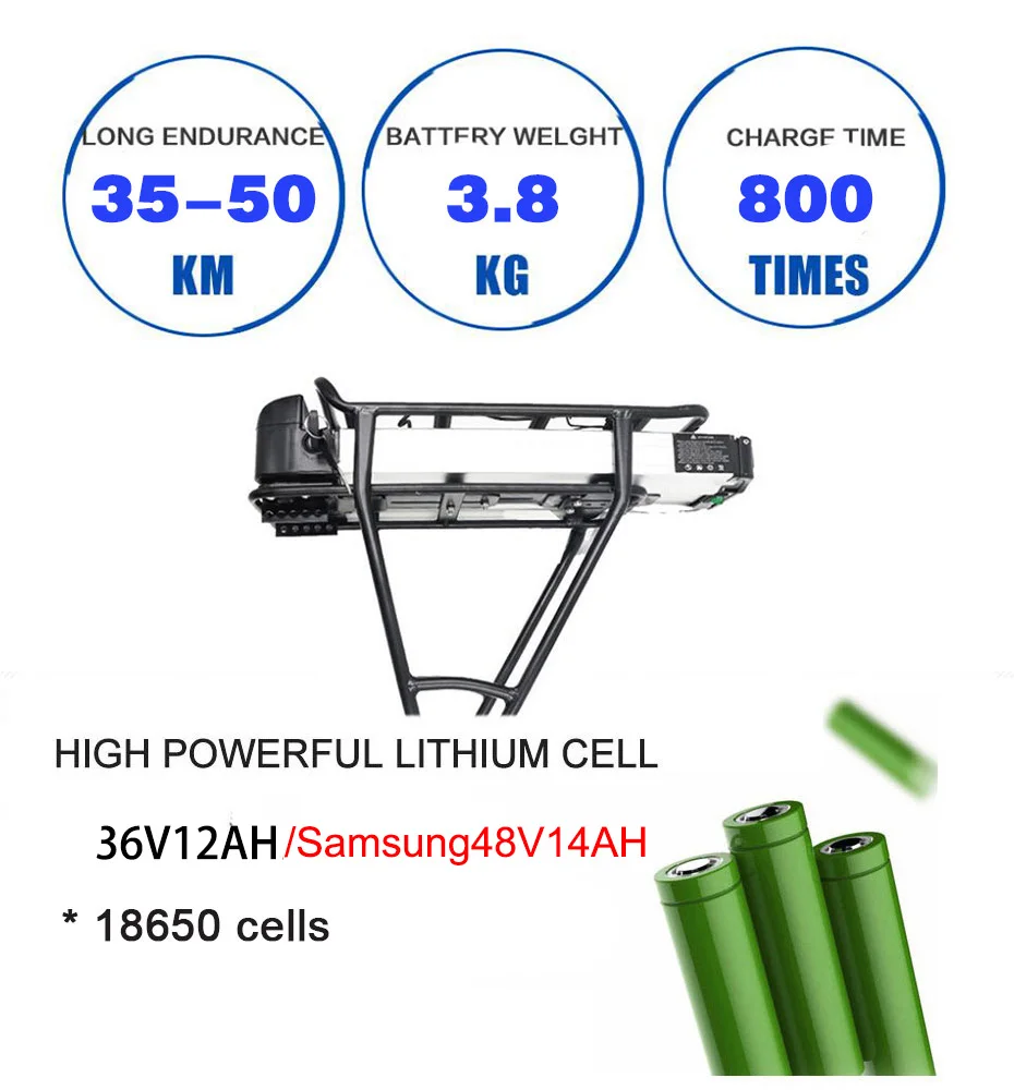 Top Electric Bike Kit 36V 250W-500W Motor Wheel With 36V12AH Rear Rack Battery for 26" 700C(28" ebike Electric Bike Conversion Kit 9