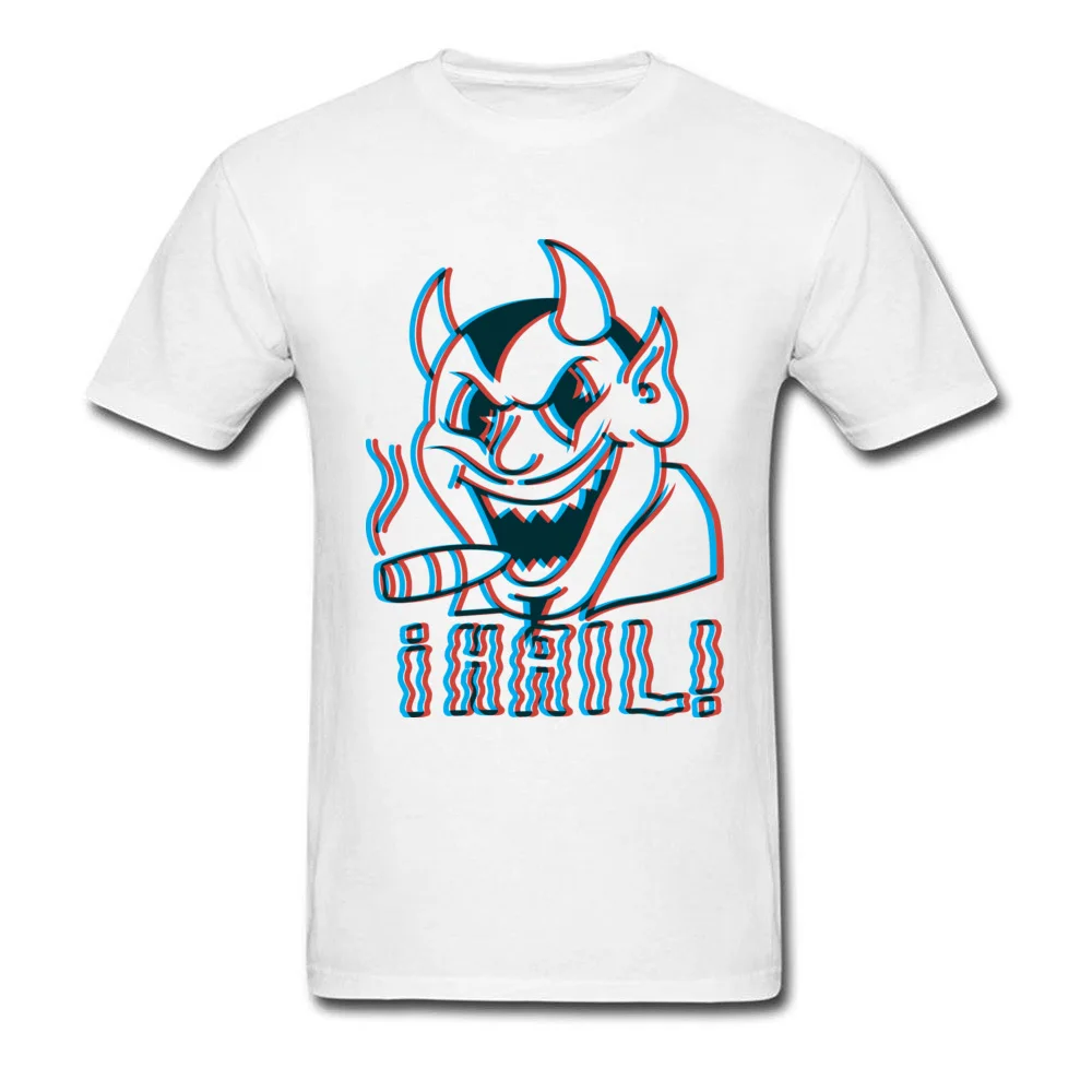 Hail Satan Vintage Stereoscope Tshirts Family Short Sleeve Normal All Cotton Round Neck Men T Shirt Tshirts Summer/Autumn Hail Satan Vintage Stereoscope white