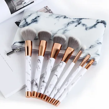 

Portable 11pcs Lady Makeup Brushes Sets Facial Brushes Powder Blusher Eyeshadow Lip High Quality Marble Make Up Brush Kit Tools