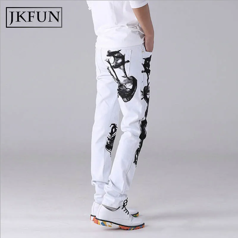 white jeans with black flames