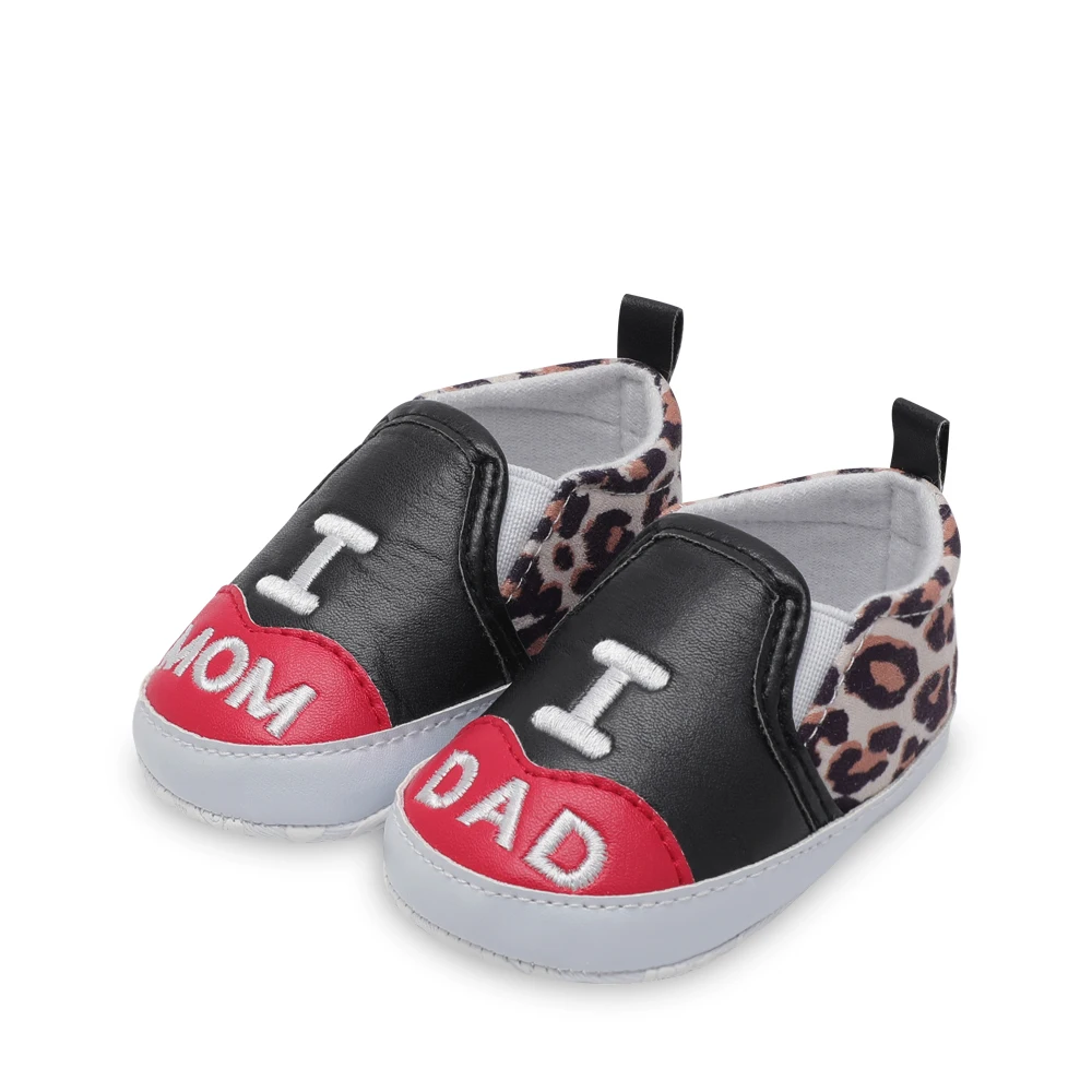 

Four Seasons New 0-1-2 Years Old I Love Mom And Dad Leopard Baby Toddler Shoes Soft Bottom Boy And Girl Baby Shoes First Walker