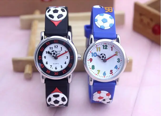 Уиллис 3D Футбол часы каучуковый ремешок кварцевые часы Элитный бренд Водонепроницаемый детей qlastic Часы часы ребенок часы