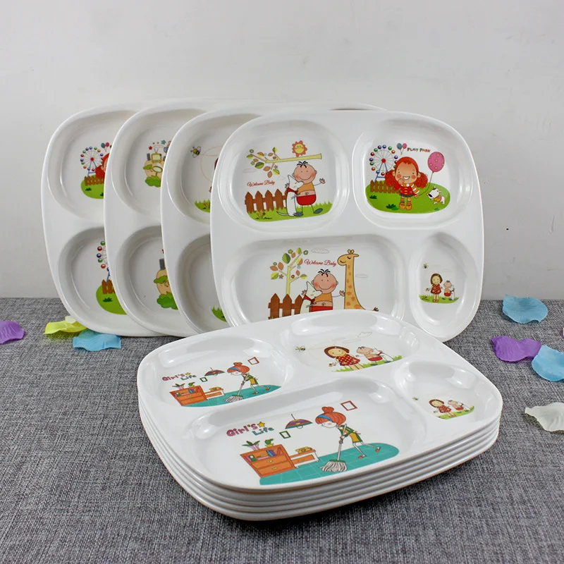 

Creative Children's plate Melamine Cartoon Animal plate Appetizer Platter cute dishes baby Sub-grid eat tray