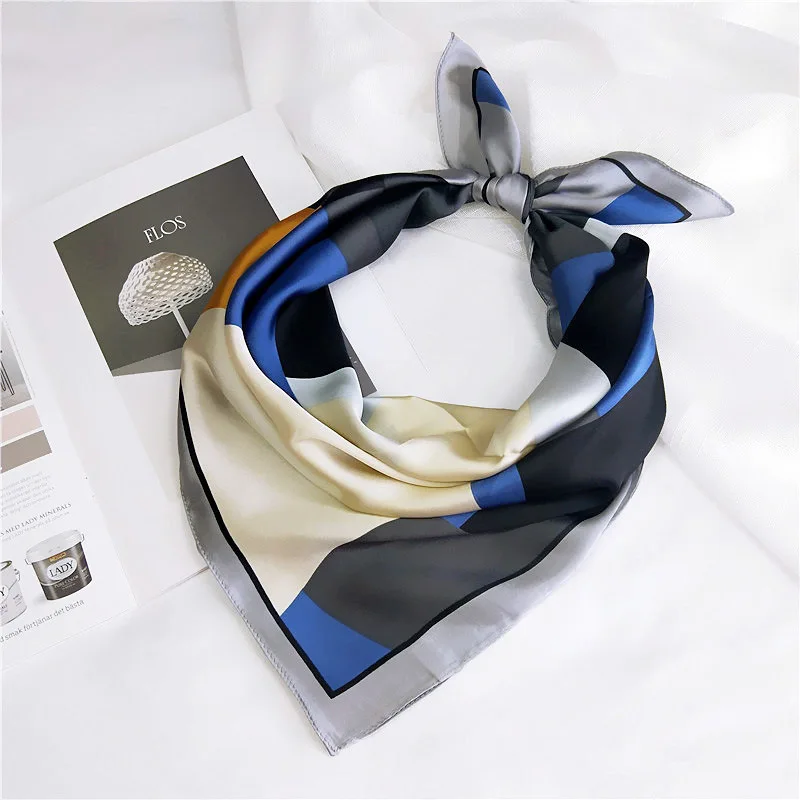 

70*70cm New Design Women Square Scarf Printing Satin Scarves Bandana Spring Summer Female Neckerchief Soft Foulard For Hair Tie