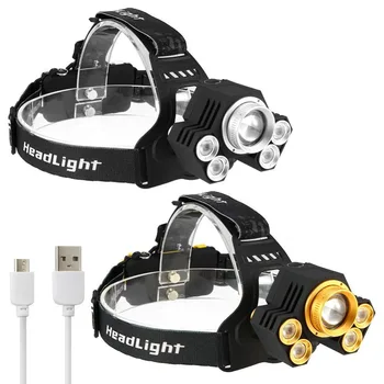 

LED Headlamp 15000LM LED T6 Zoom Waterproof Headlight USB Rechargeable Cycling Head Lamp Flashlight Torch 18650 Battery