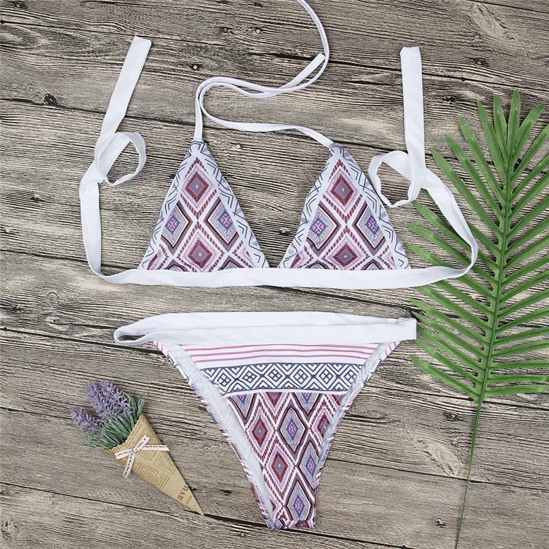 

Women Sexy Print Bikini Set Padded Bra Swimsuit Bathing Suit Bandage Swimwear Push-up Beachwear sets Beachwear Biquinis