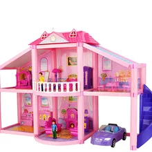 Большой дом для кукол, пластиковый миниатюрный домик, комплекты моделей, Diy игрушка для игр, куклы, аксессуары, вилла, автомобиль, кровать, человек, дети, девочки, кукольный домик, игрушка