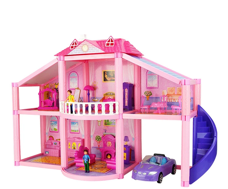 Casa Grande de plástico para muñecas, Kits de modelos de casa en miniatura,  juguete Diy, accesorios para muñecas, Villa, coche, cama, hombre, niños y  niñas|Casas de muñecas| - AliExpress