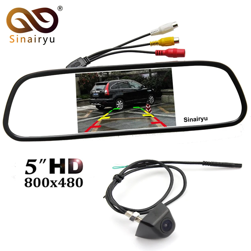 Sinairyu 800x480 TFT Screen 5 Rearview Mirror Parking Monitor With Front Rear View font b Camera