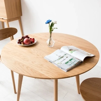 Твердый круглый деревянный стол современный минималистичный небольшой стол обеденный стол