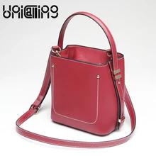 Unicalling стиль корова роскошные кожаные сумки, женские сумки Модельер сумка-мешок сплошной цвет Пояса из натуральной кожи женская сумка