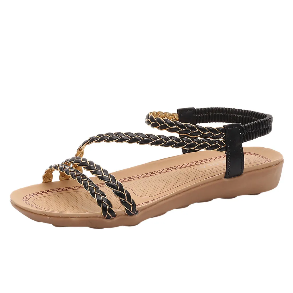 

Jaycosin sandals summer fish mouth Roman shoes woven belt flat sandals foreign trade sandals ladies fashion Roman wind sandals