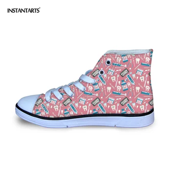 

INSTANTARTS Kids Sneakers High Top Running Canvas Shoes Cute Dental Equipment Printing Flat Sports Shoes Boys Girls Outdoor Boot