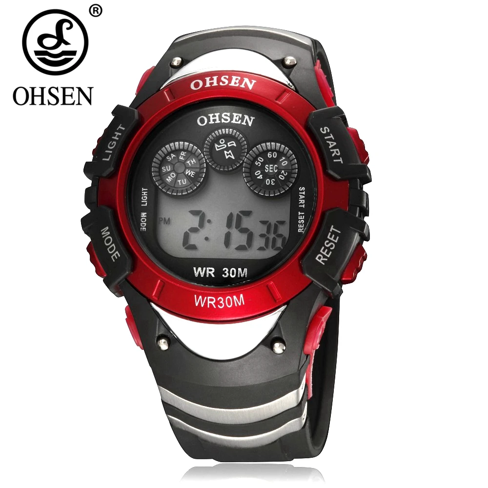 Оригинальный OHSEH модный дизайн 30 м плавание детские часы для мальчиков цифровой ЖК-дисплей кварцевые Резиновые Спортивные наручные часы