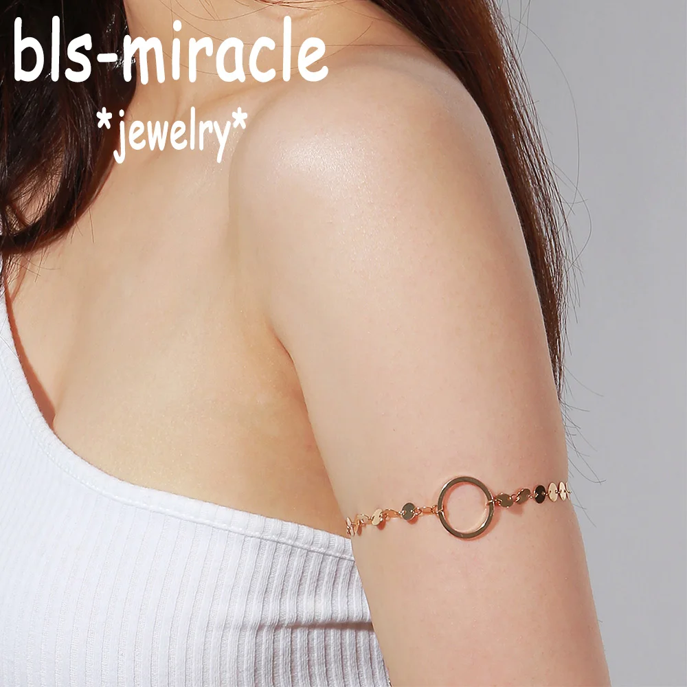 

Bls-miracle Top New Jewelry Accessories Mix Color Punk Round Shape Sheet Chain Arm Bracelet Best Gift For Girl Wholesale BA-212