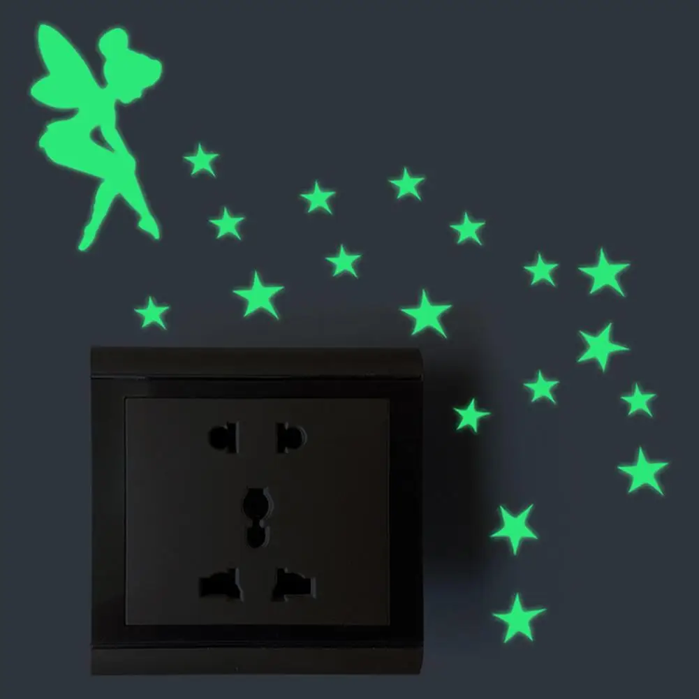 

Cartoon Luminous Wall Stickers Girl Star Design Switch Stickers Wall Decal Wall Stickers for Room Decoration Home Decor