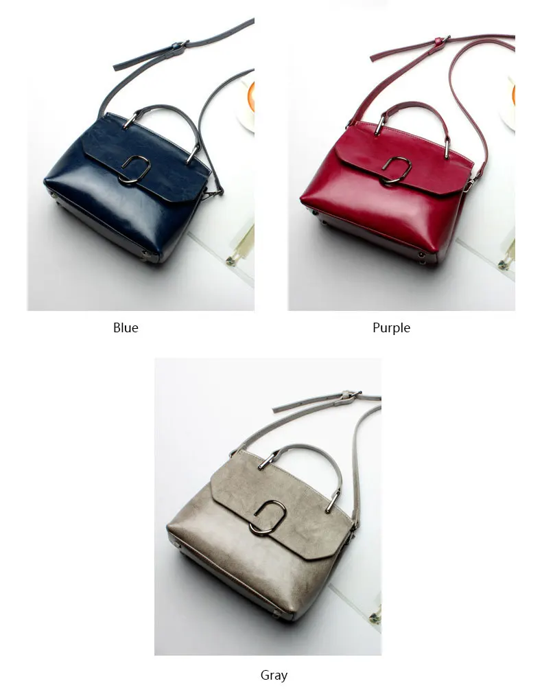 Brand Genuine Leather Women Handbag Design Casual Ladies Shoulder Messenger Satchel Bag Female Solid Leather Bags